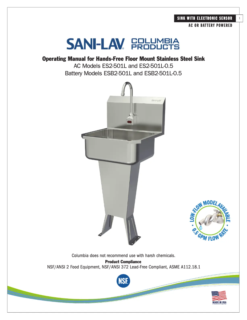 Página 1 del manual Manual de usuario Sani-Lav ES2-501L