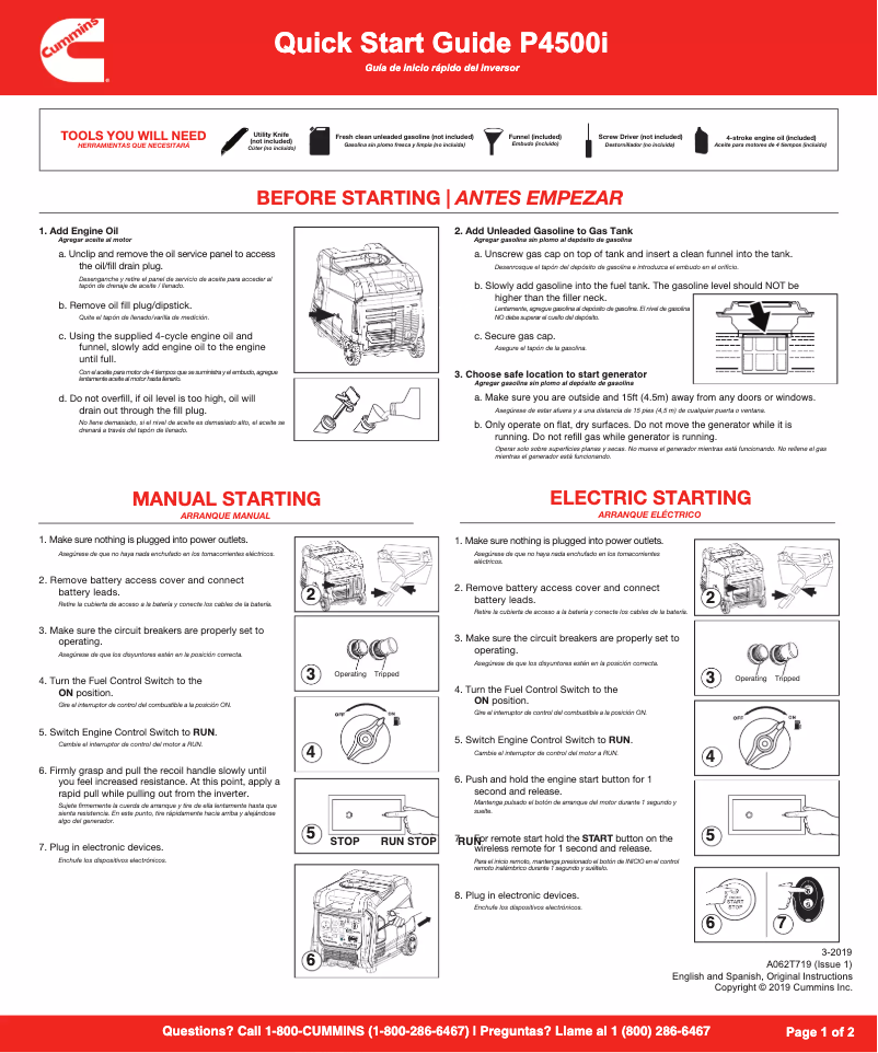 Página 1 del manual Manual de usuario Cummins Onan P4500i
