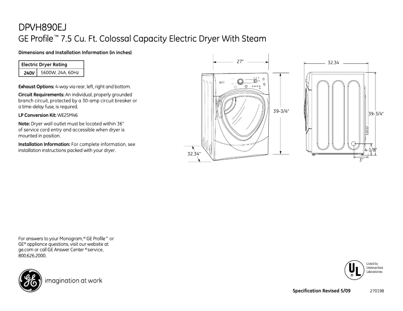 Imagen de la primera página del manual del dispositivo Profile DPVH890EJMV