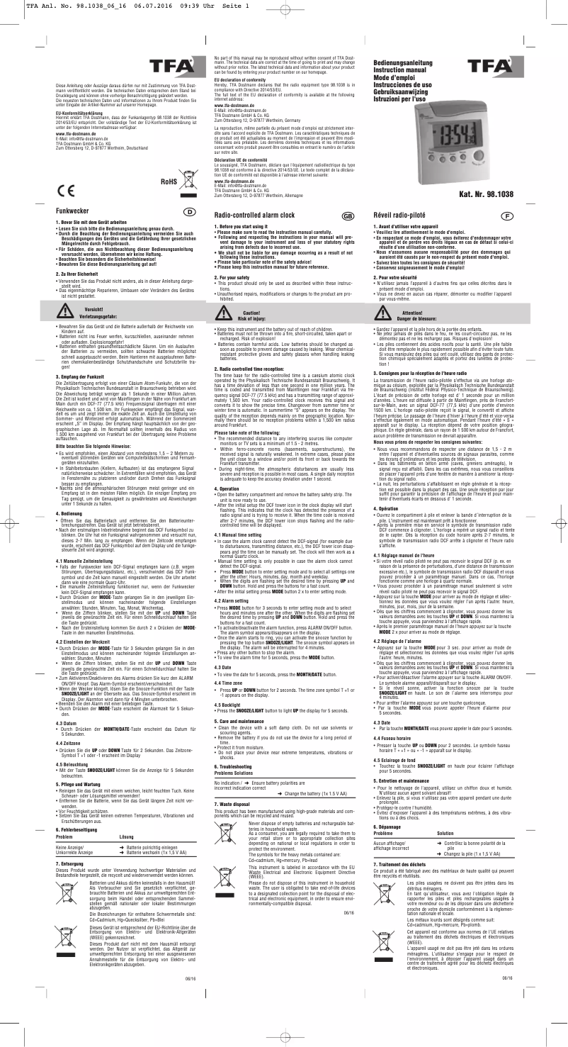 Imagen de la primera página del manual del dispositivo 98.1038