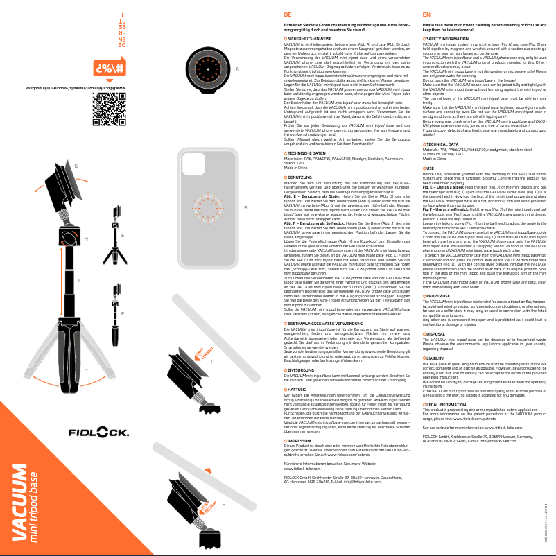 Imagen de la primera página del manual del dispositivo VACUUM