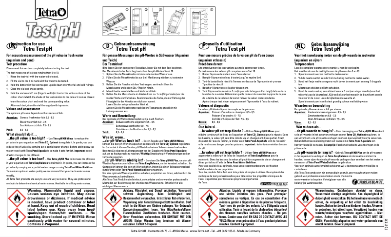 Imagen de la primera página del manual del dispositivo Test pH