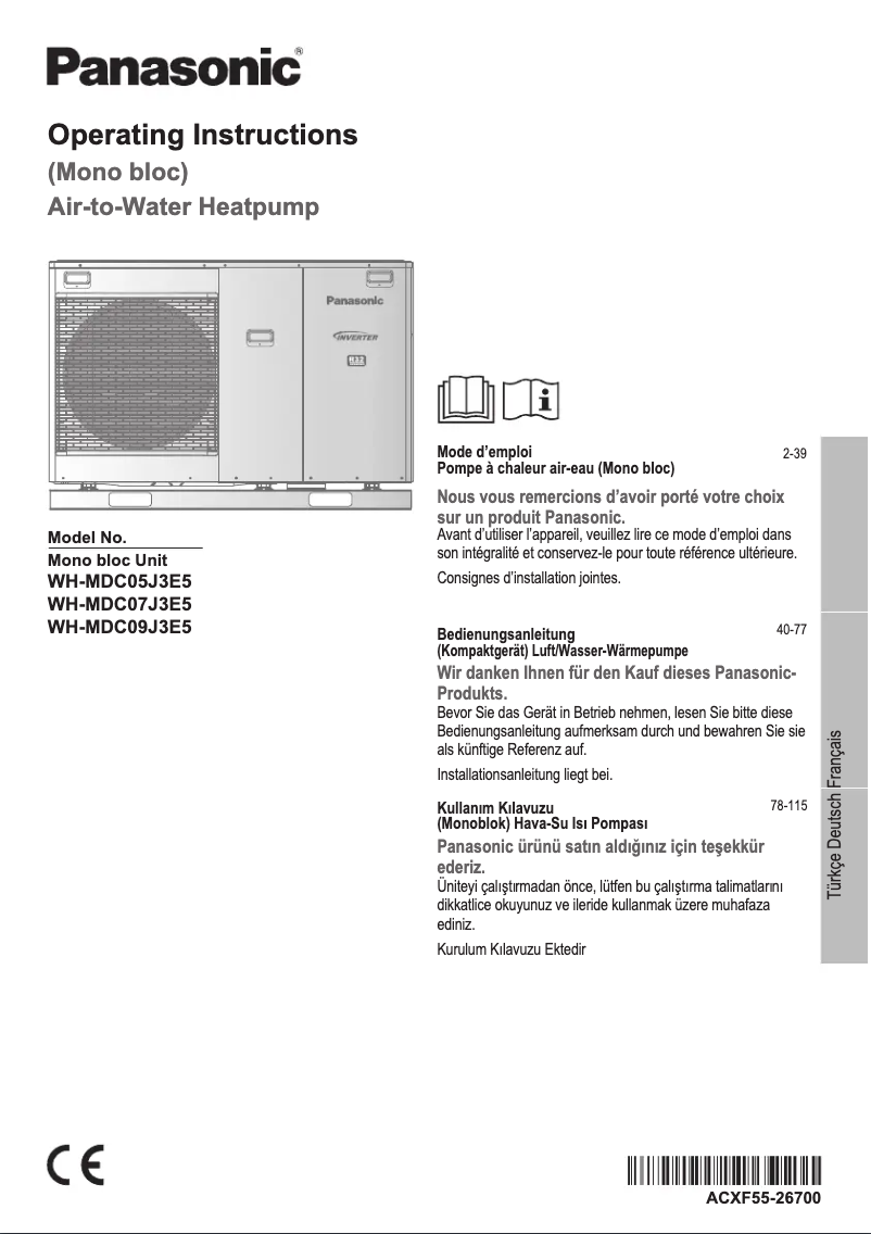 Imagen de la primera página del manual del dispositivo WH-MDC09J3E5
