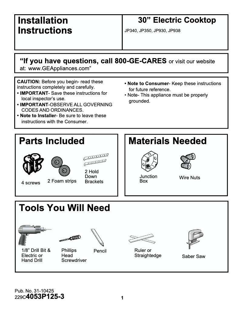 Imagen de la primera página del manual del dispositivo Profile Performance JP930BABB