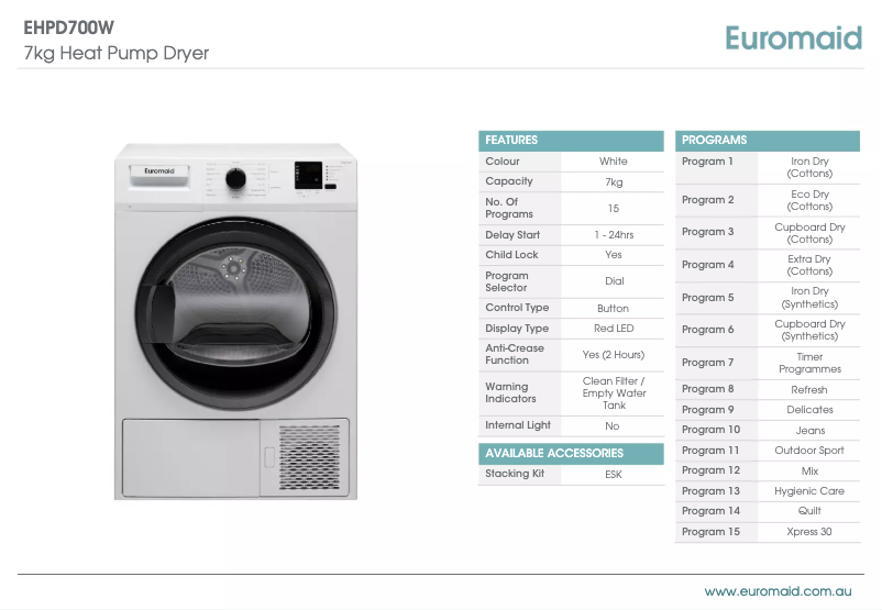 Imagen de la primera página del manual del dispositivo EHPD700W
