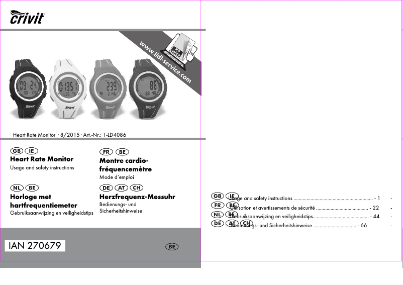 Página 1 del manual Manual de usuario Crivit 1-LD4086 IAN 270679