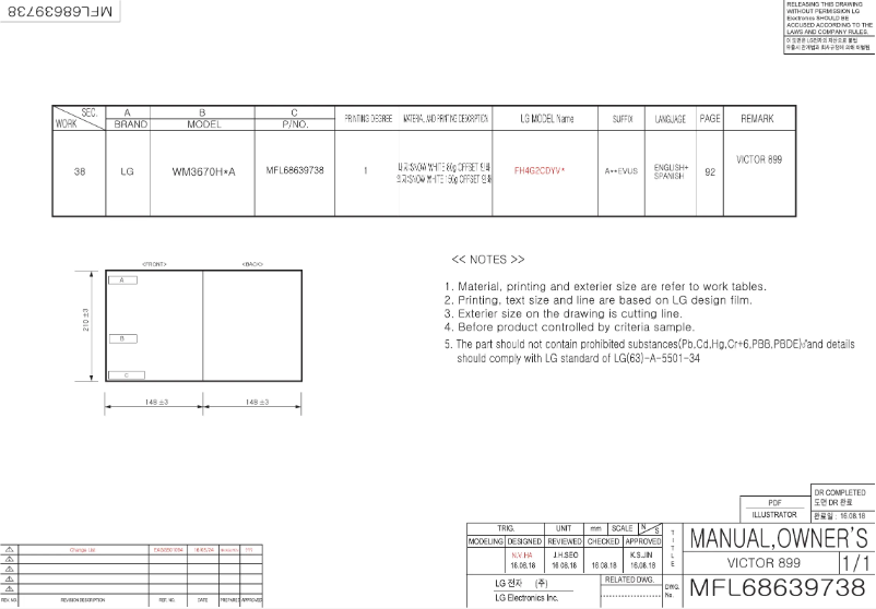 Imagen de la primera página del manual del dispositivo WM3670HWA