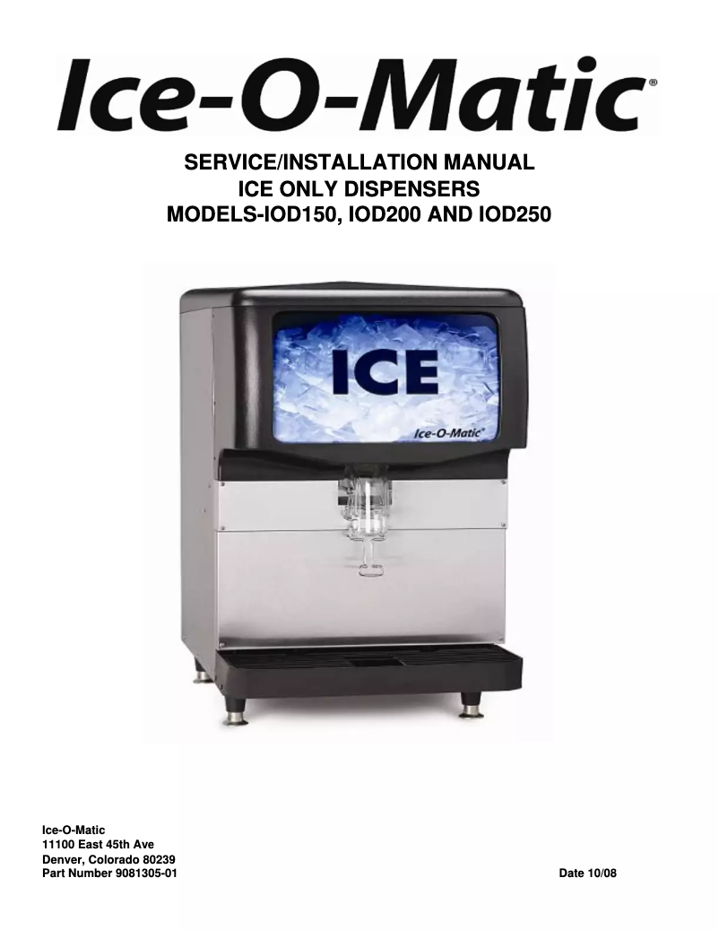 Página 1 del manual Guía de instalación Ice-O-Matic IOD150