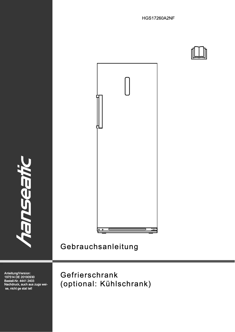 Imagen de la primera página del manual del dispositivo HGS17260A2NF