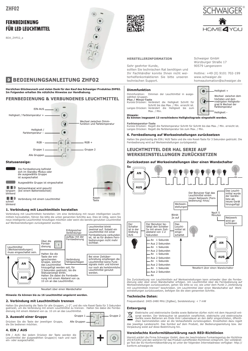 Página 1 del manual Manual de usuario Schwaiger ZHF02