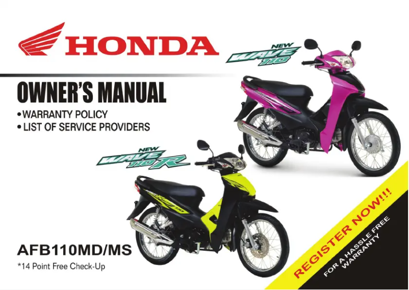 Página 1 del manual Manual de usuario Honda Wave110 (2018)