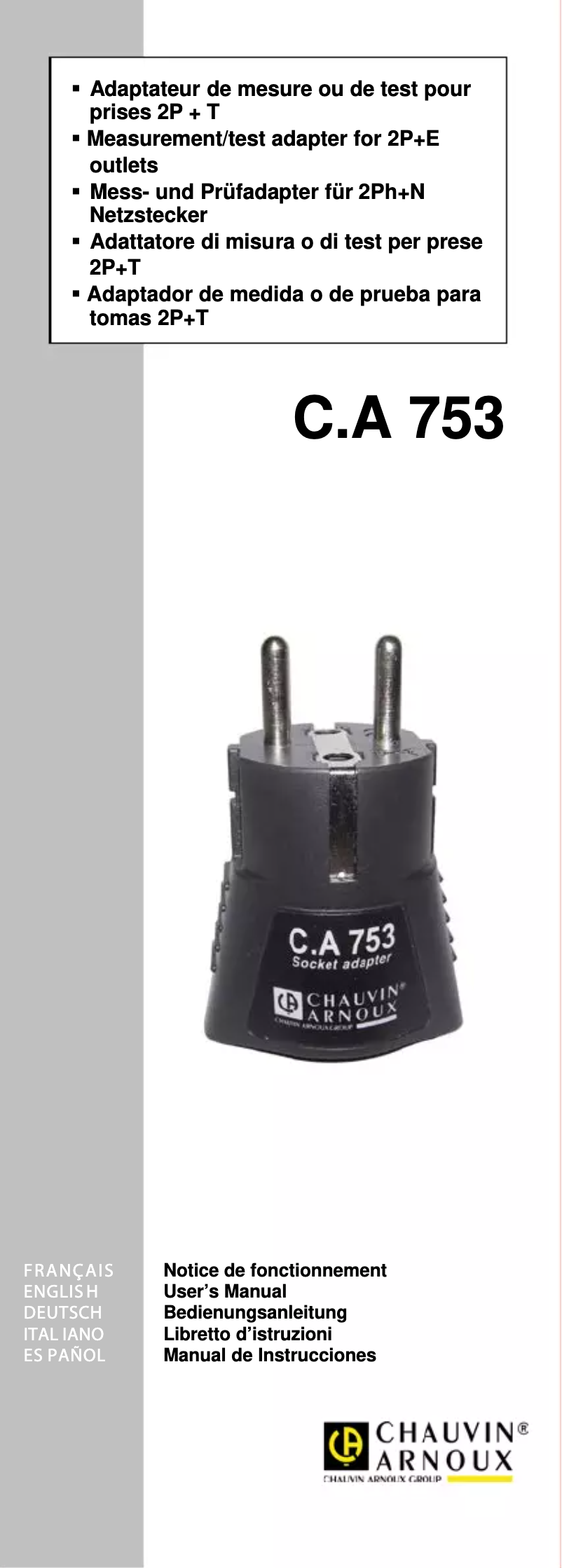 Imagen de la primera página del manual del dispositivo C.A 753