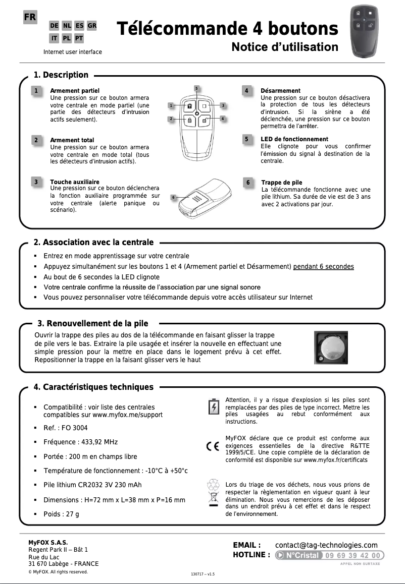 Página 1 del manual Manual de usuario Myfox FO3004
