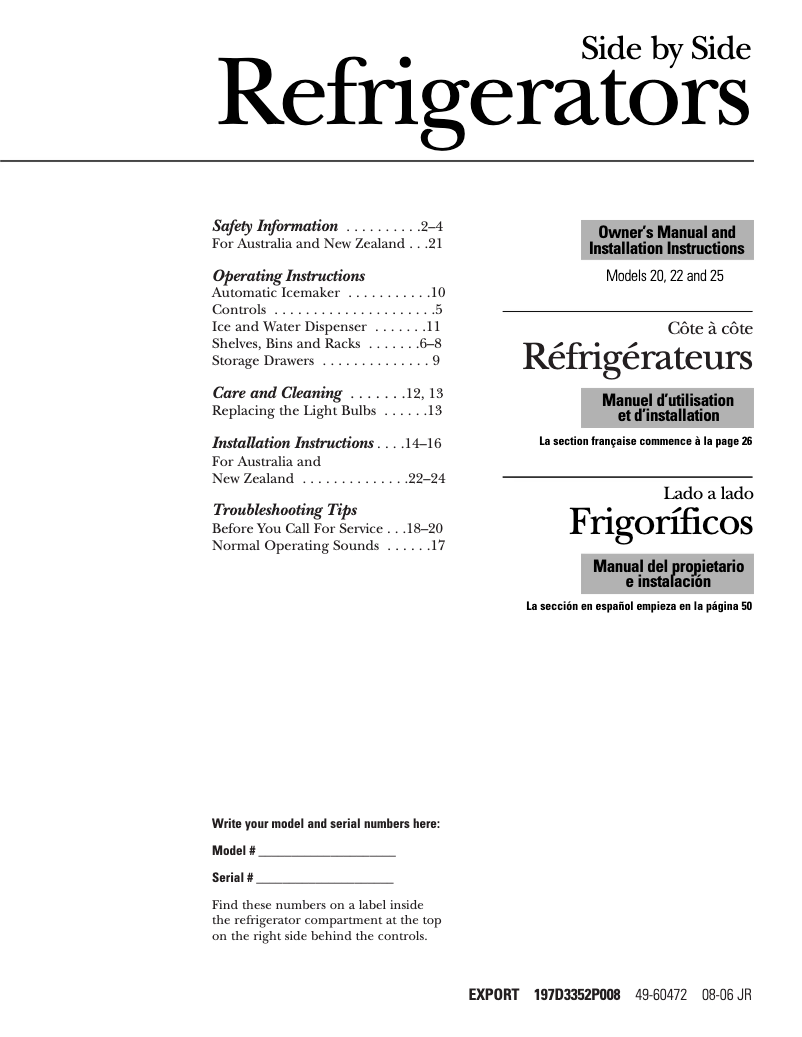 Imagen de la primera página del manual del dispositivo GSH25IGRCC