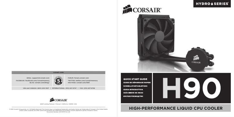Página 1 del manual Manual de usuario Corsair Hydro H90