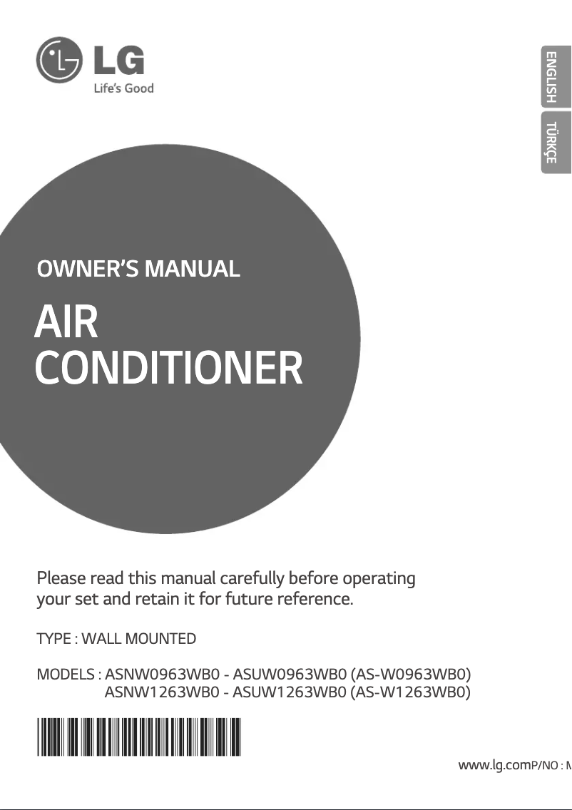 Página 1 del manual Manual de usuario LG ASNW0963WB0