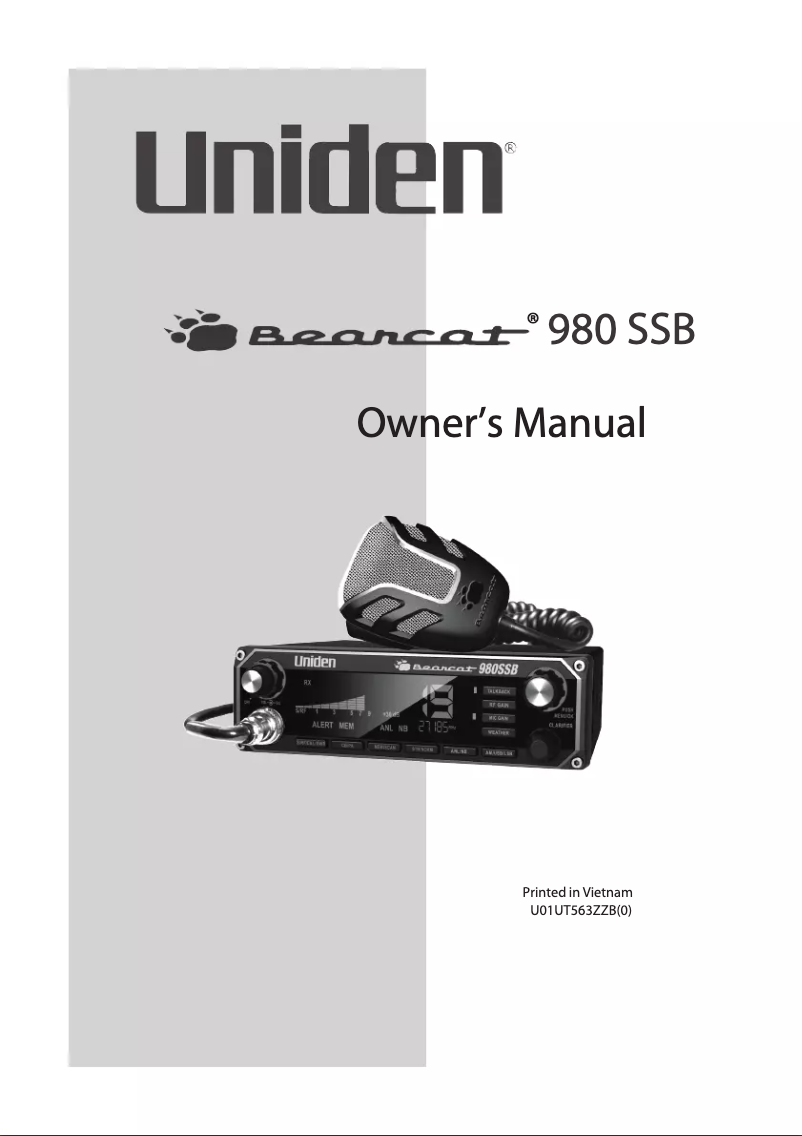 Imagen de la primera página del manual del dispositivo Bearcat 980SSB