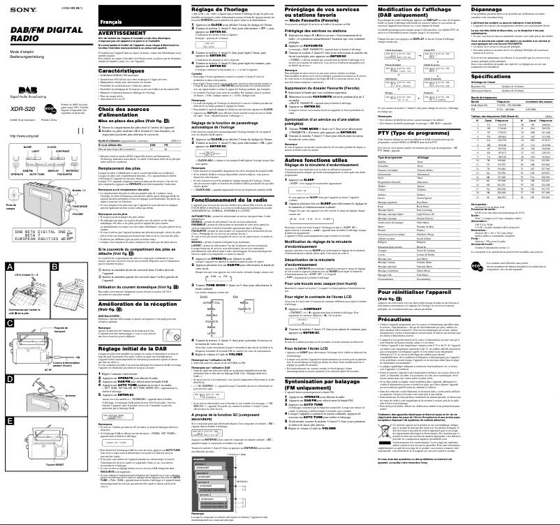 Página nº 1 - Manual de usuario Sony XDR-S20