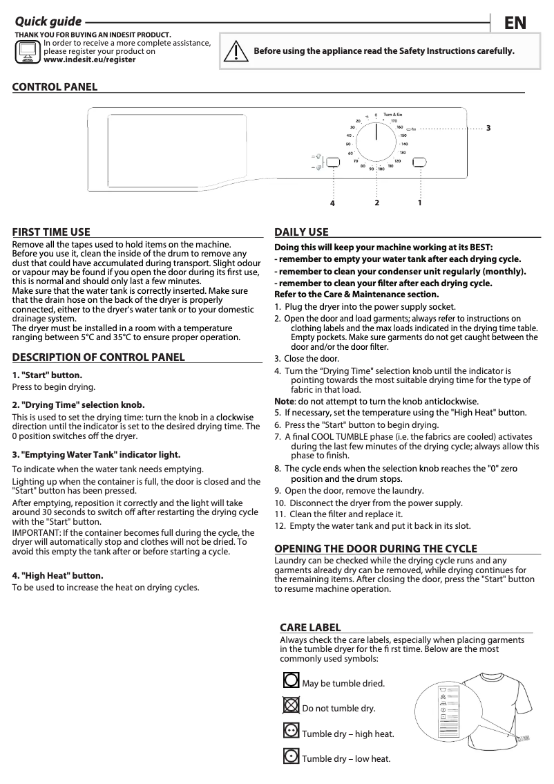 Página 1 del manual Manual de usuario Indesit I2 D81B UK