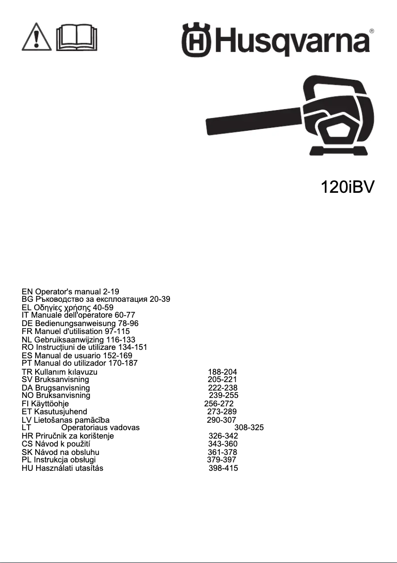Página 1 del manual Manual de usuario Husqvarna 120iBV