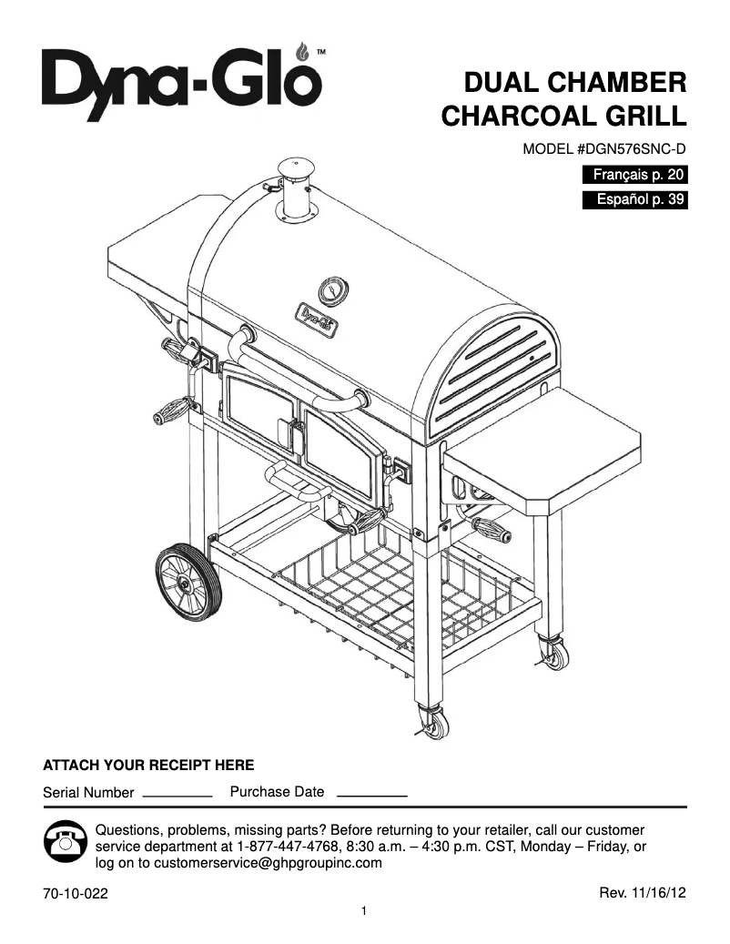 Página 1 del manual Manual de usuario Dyna-Glo DGN576SNC-D