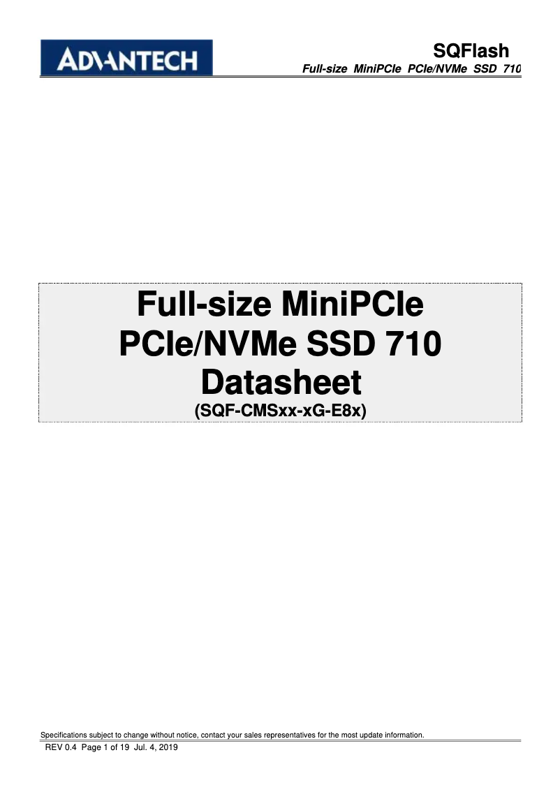 Imagen de la primera página del manual del dispositivo SQF-CMS 710