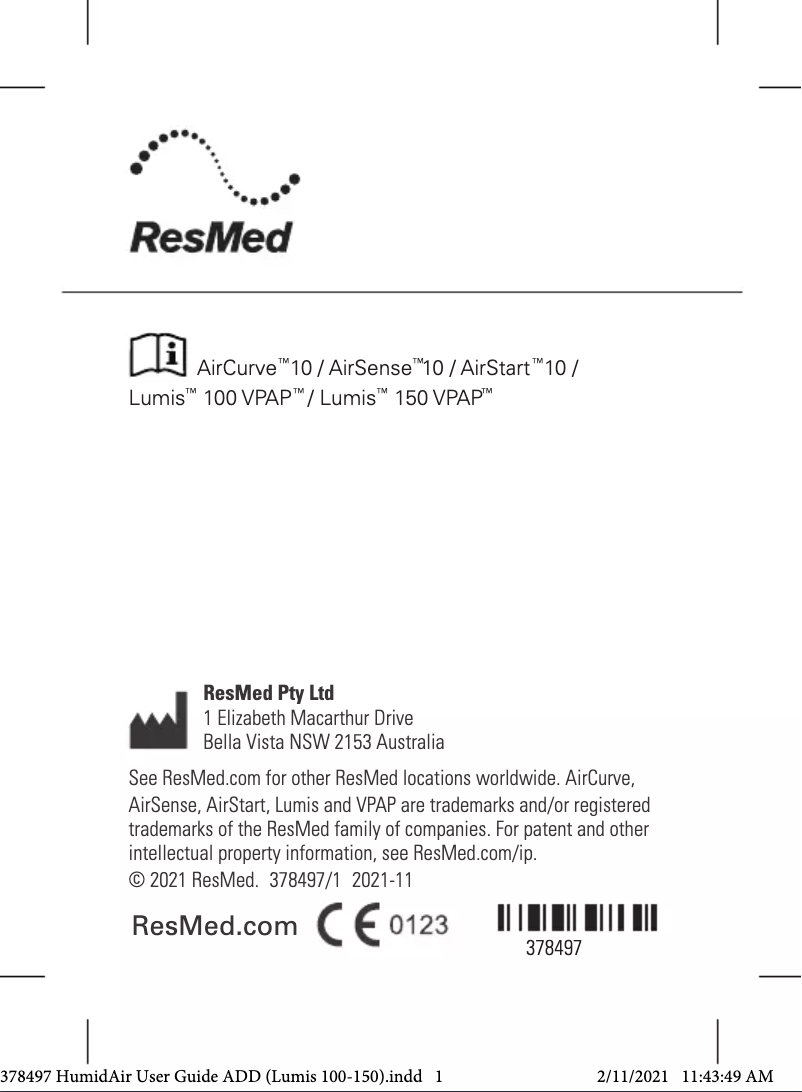 Imagen de la primera página del manual del dispositivo HumidAir II