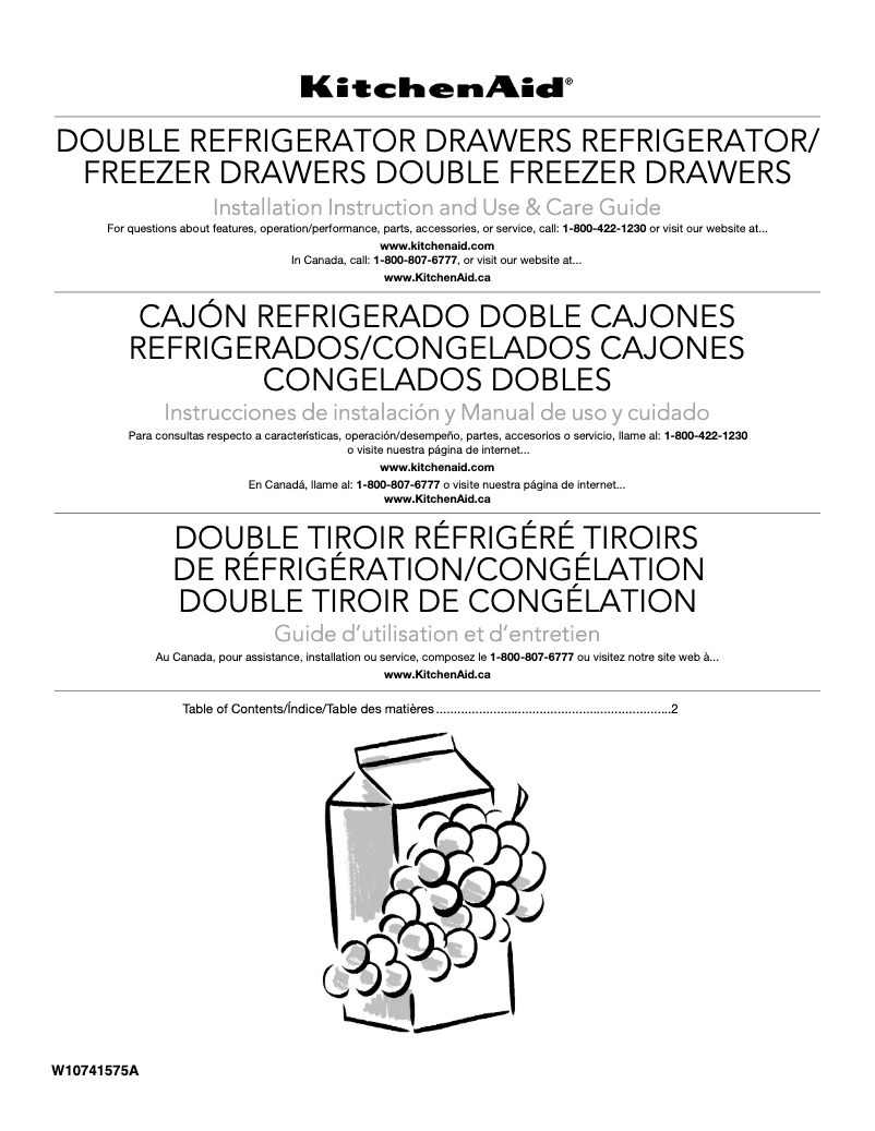 Página nº 1 - Manual de usuario KitchenAid KUDR204ESB