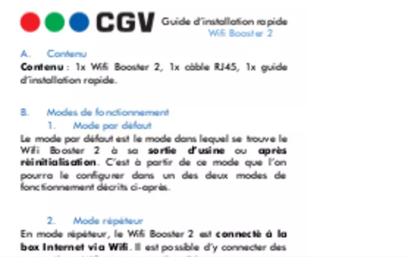 Imagen de la primera página del manual del dispositivo Wifi Booster 2
