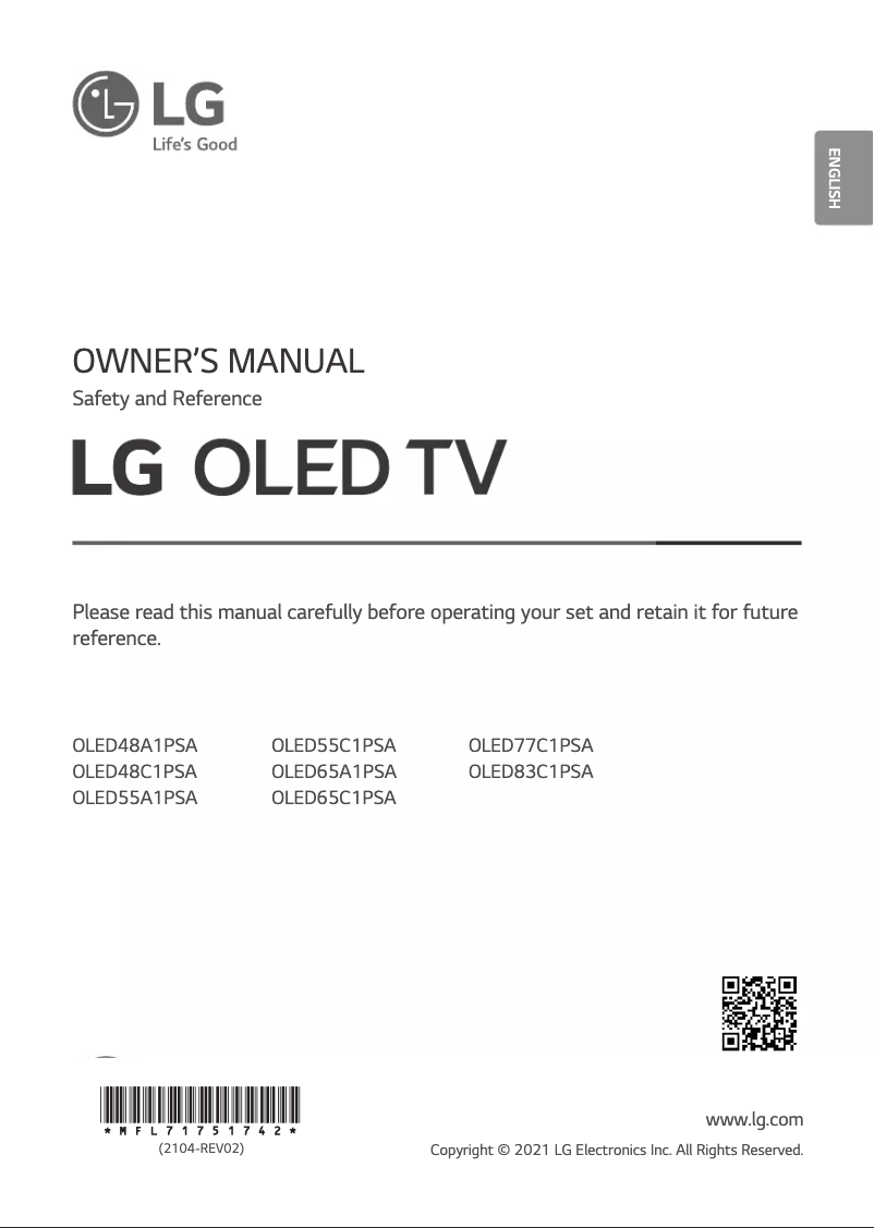 Página 1 del manual Manual de usuario LG OLED55A1PSA