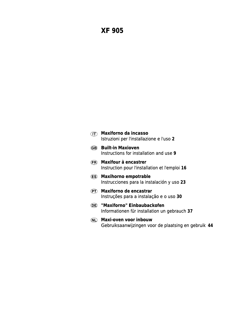 Página 1 del manual Manual de usuario Ariston Thermo XF 905