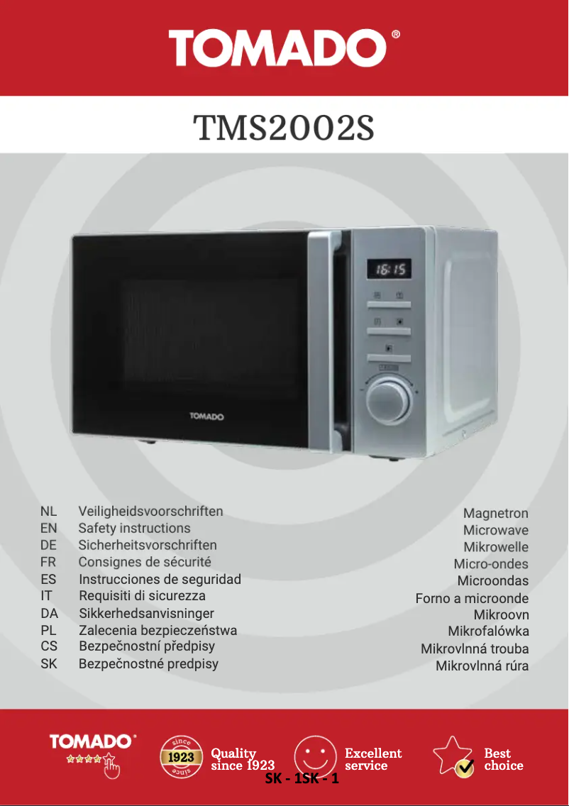 Imagen de la primera página del manual del dispositivo TMS2002S