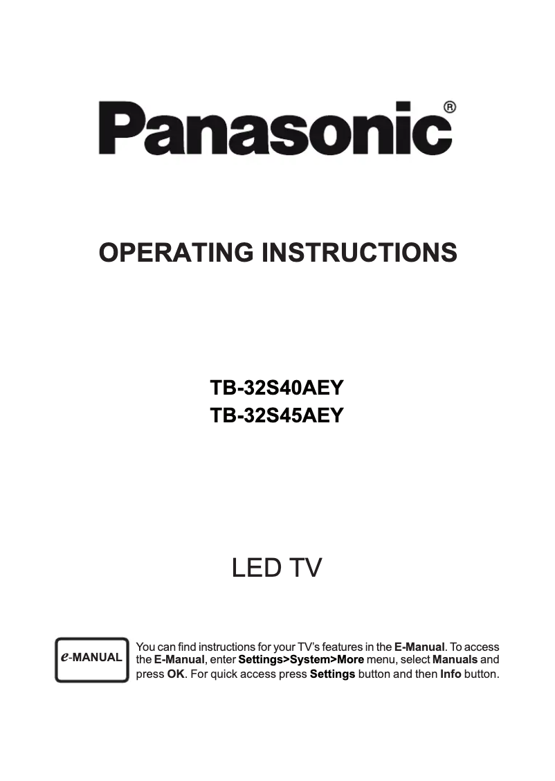 Imagen de la primera página del manual del dispositivo TB-32S45AEY