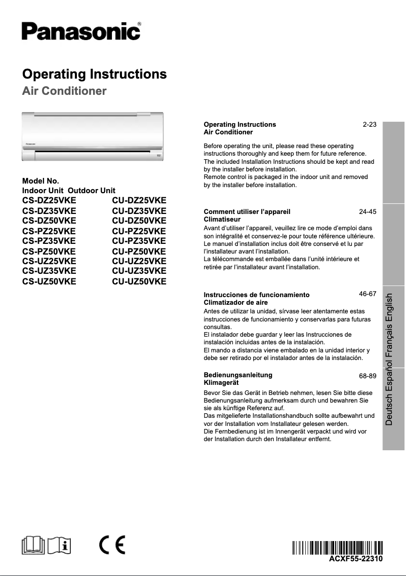 Imagen de la primera página del manual del dispositivo CU-UZ25VKE