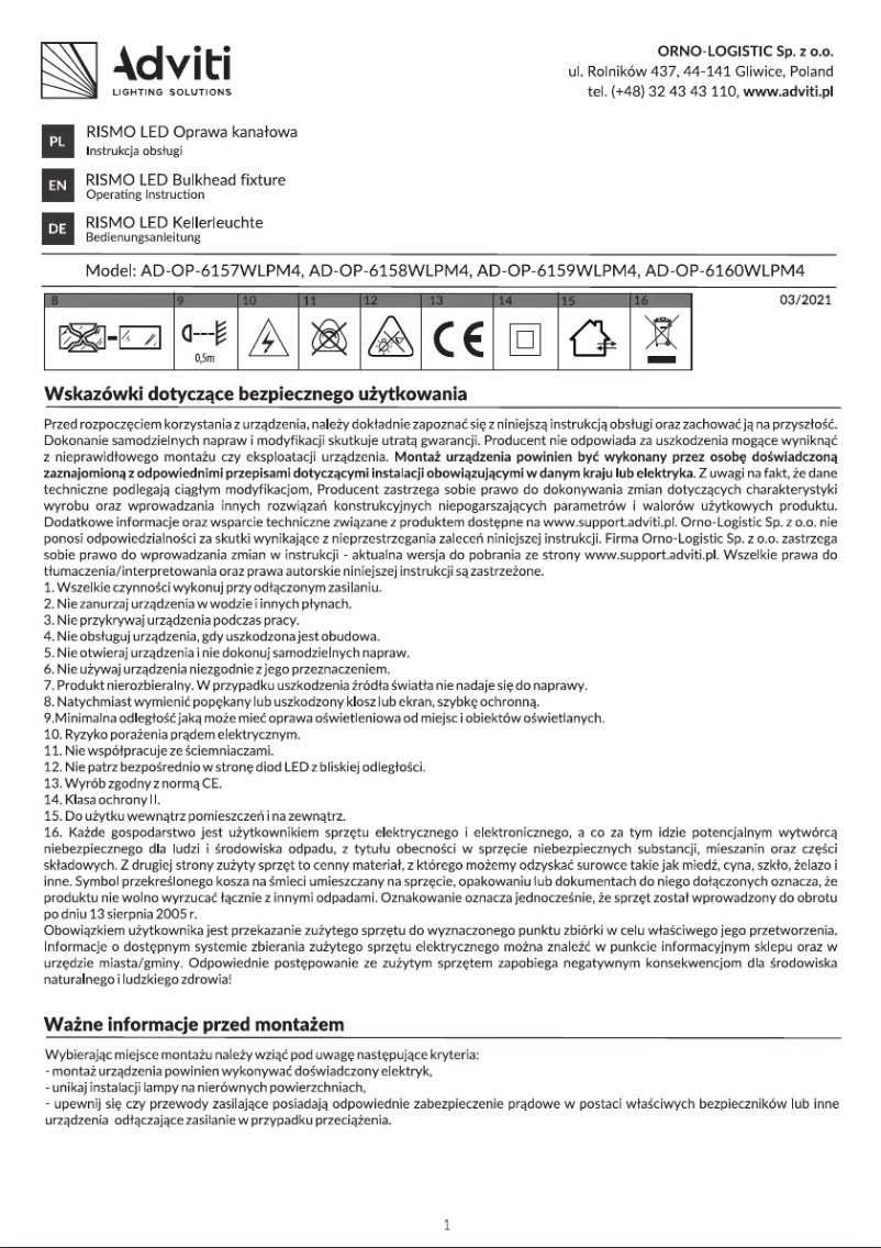 Imagen de la primera página del manual del dispositivo AD-OP-6159WLPM4