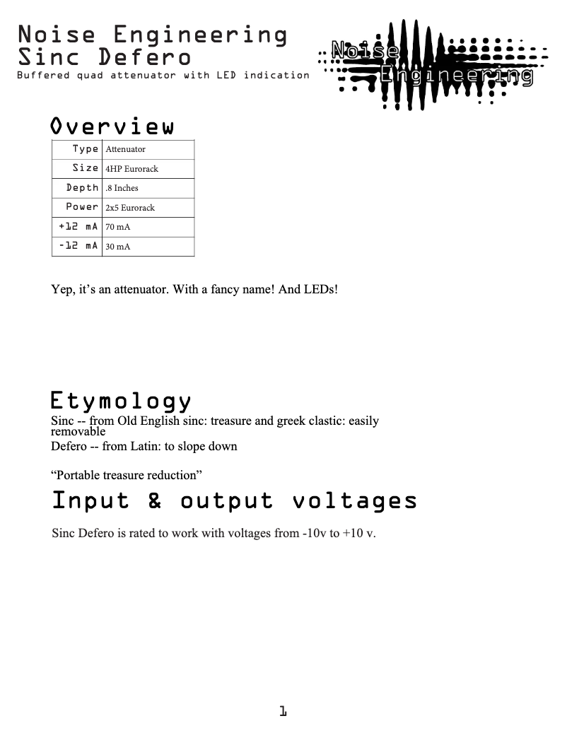 Imagen de la primera página del manual del dispositivo Sinc Defero