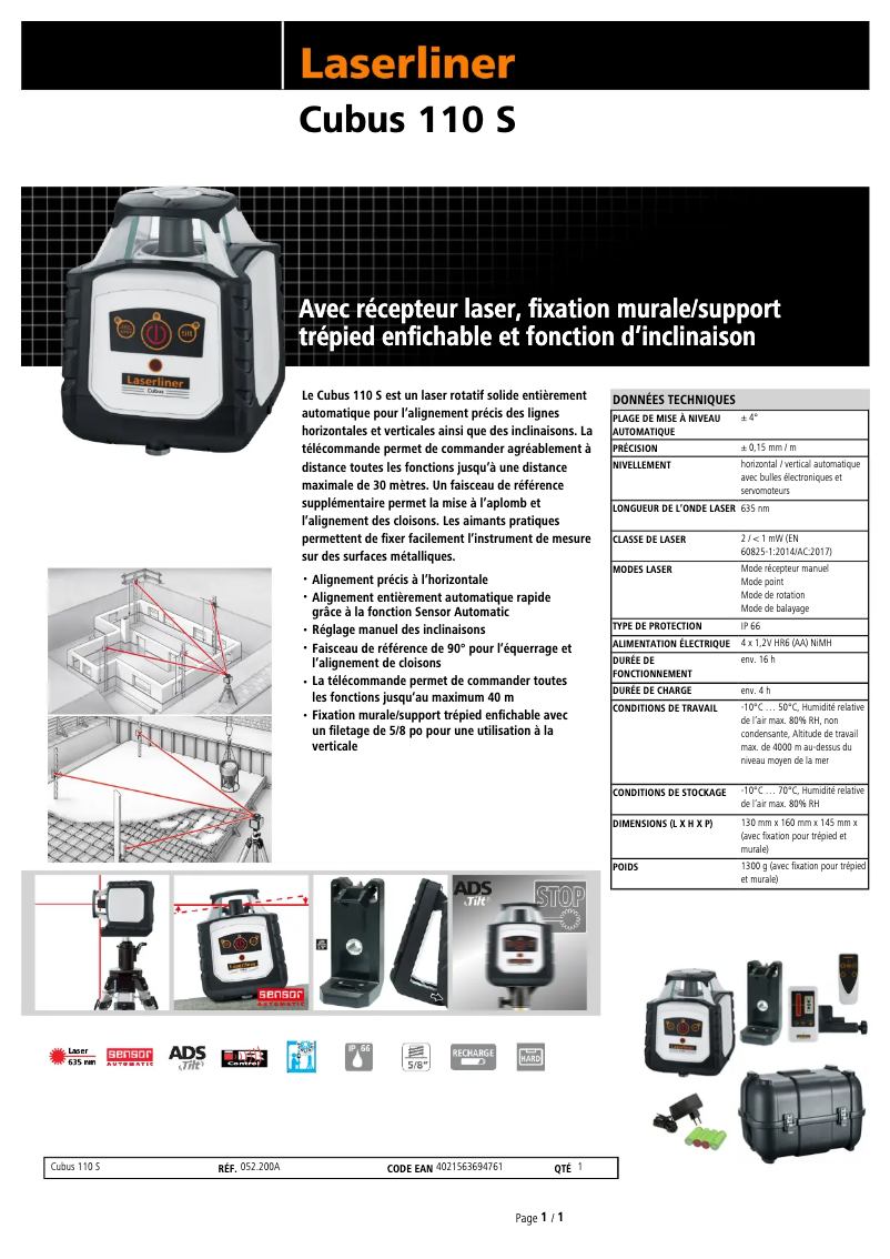 Imagen de la primera página del manual del dispositivo Cubus 110 S