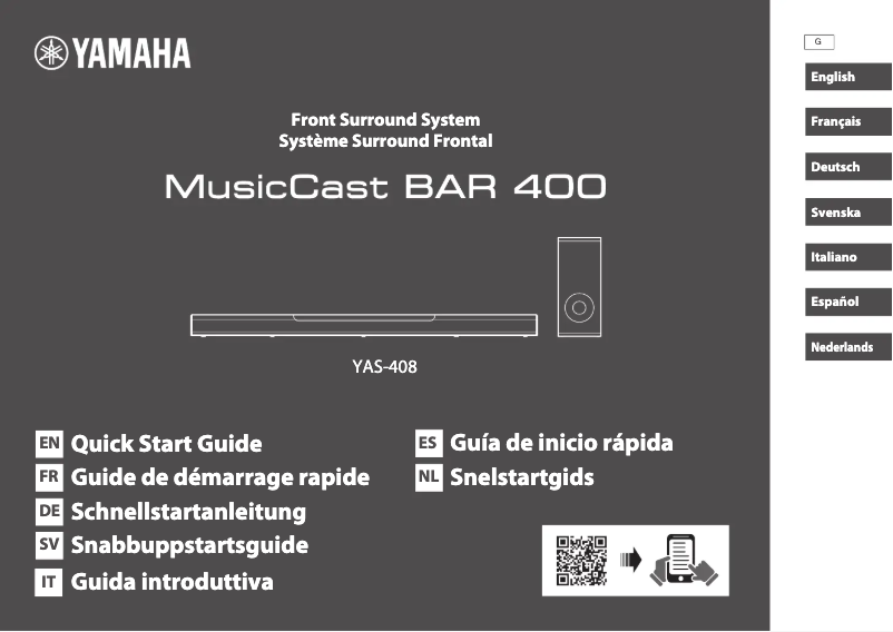 Imagen de la primera página del manual del dispositivo MusicCast BAR 400