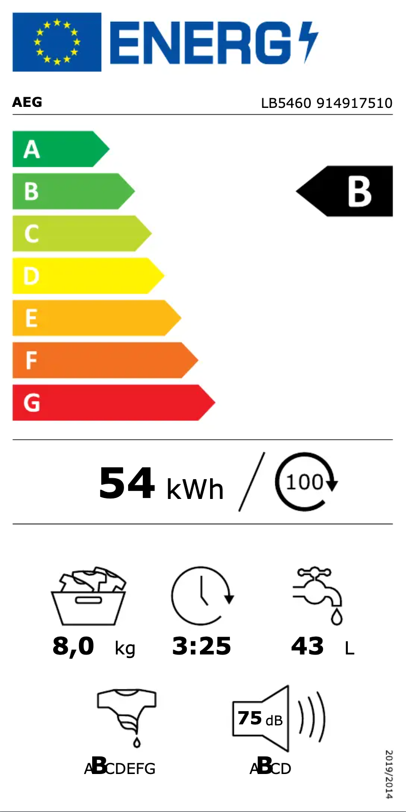 Página 1 del manual Etiqueta energética Electrolux LB5460
