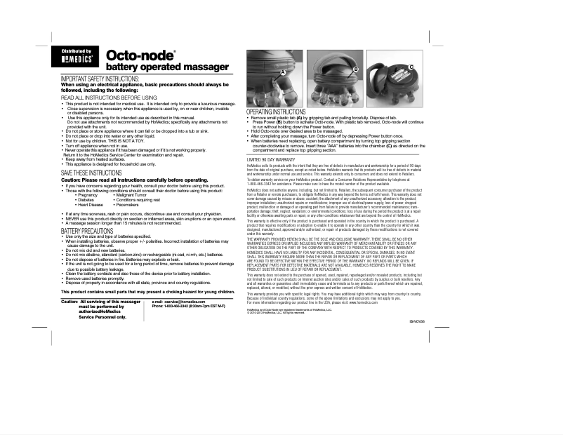 Página 1 del manual Manual de usuario Homedics NOV-36