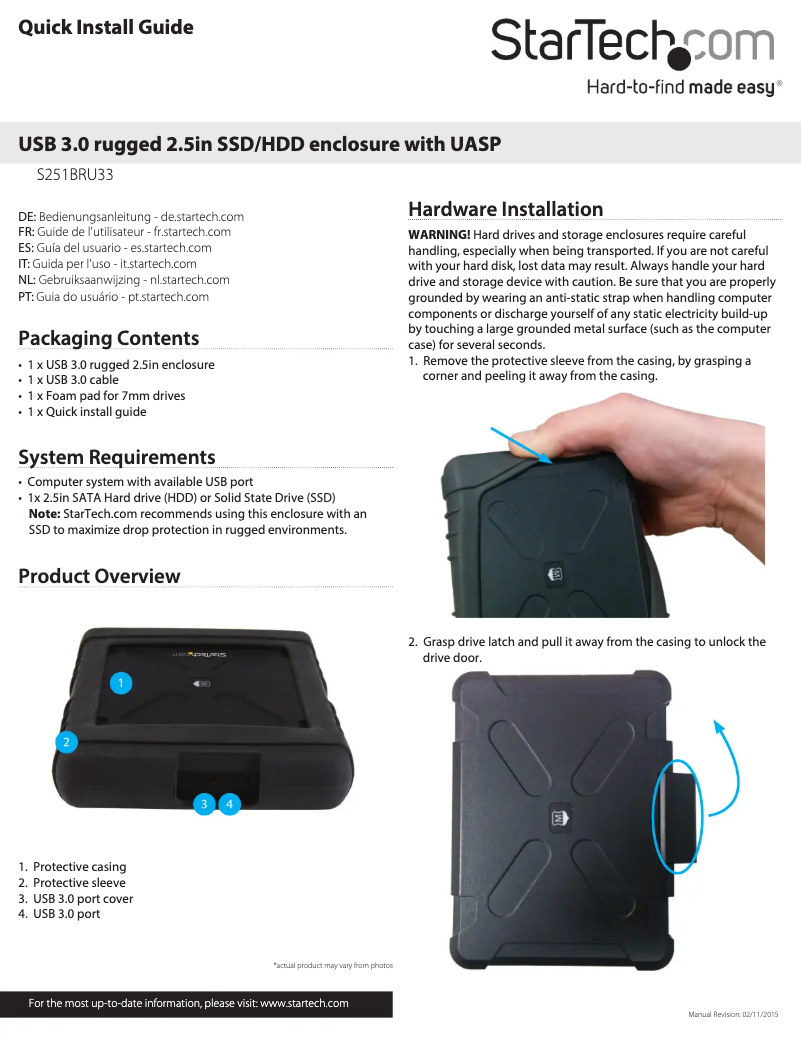 Página nº 1 - Manual de usuario StarTech.com S251BRU33