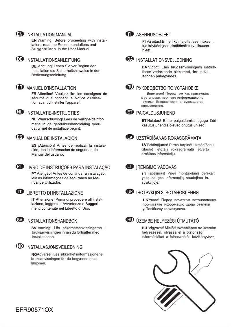 Imagen de la primera página del manual del dispositivo EFR90571OX