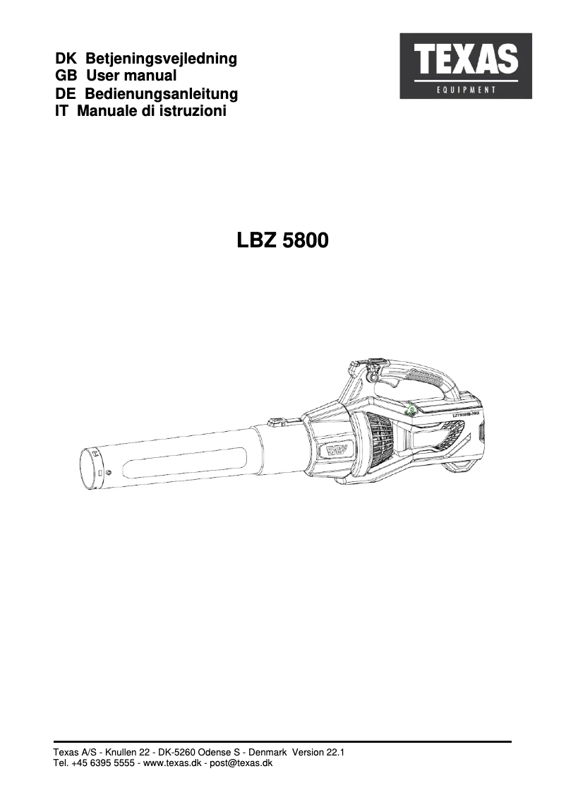 Imagen de la primera página del manual del dispositivo LBZ 5800