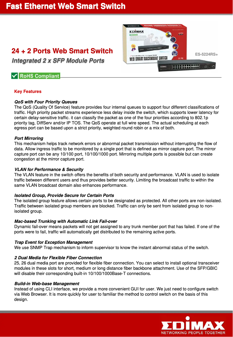 Imagen de la primera página del manual del dispositivo ES-5224RS+