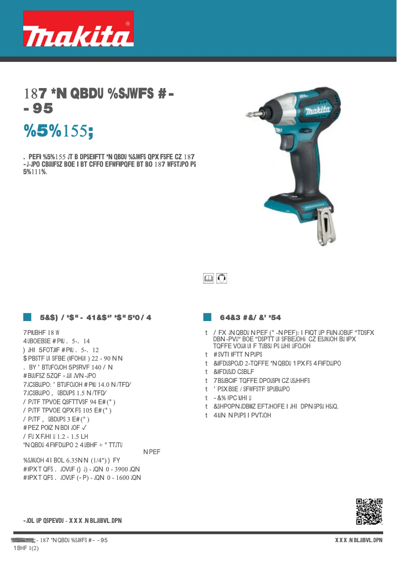 Página 1 del manual Ficha técnica Makita DTD155Z