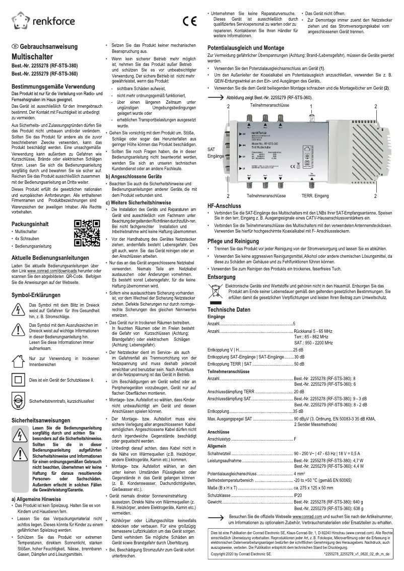 Página 1 del manual Manual de usuario Renkforce RF-STS-360