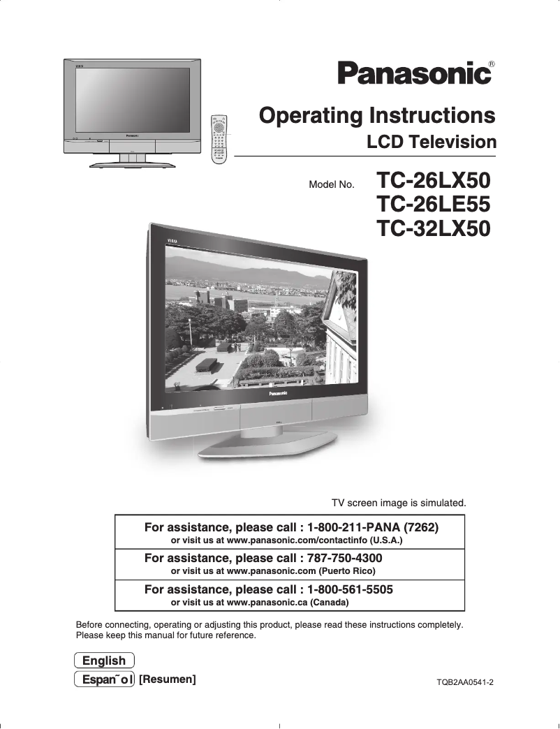 Imagen de la primera página del manual del dispositivo TC-26LX50