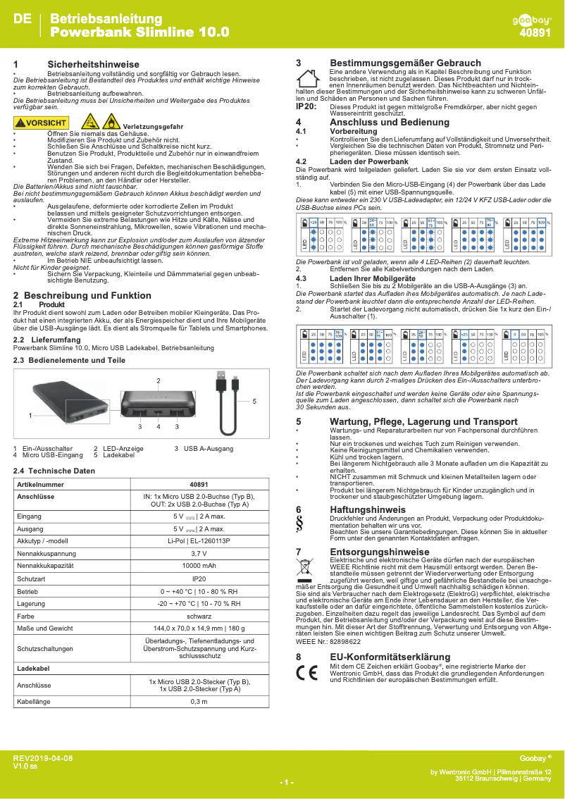 Imagen de la primera página del manual del dispositivo 40891
