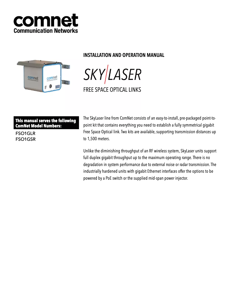 Imagen de la primera página del manual del dispositivo FSO1GSR