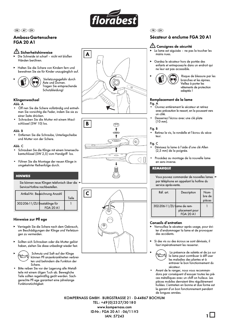 Página nº 1 - Manual de usuario Florabest FGA 20 A1